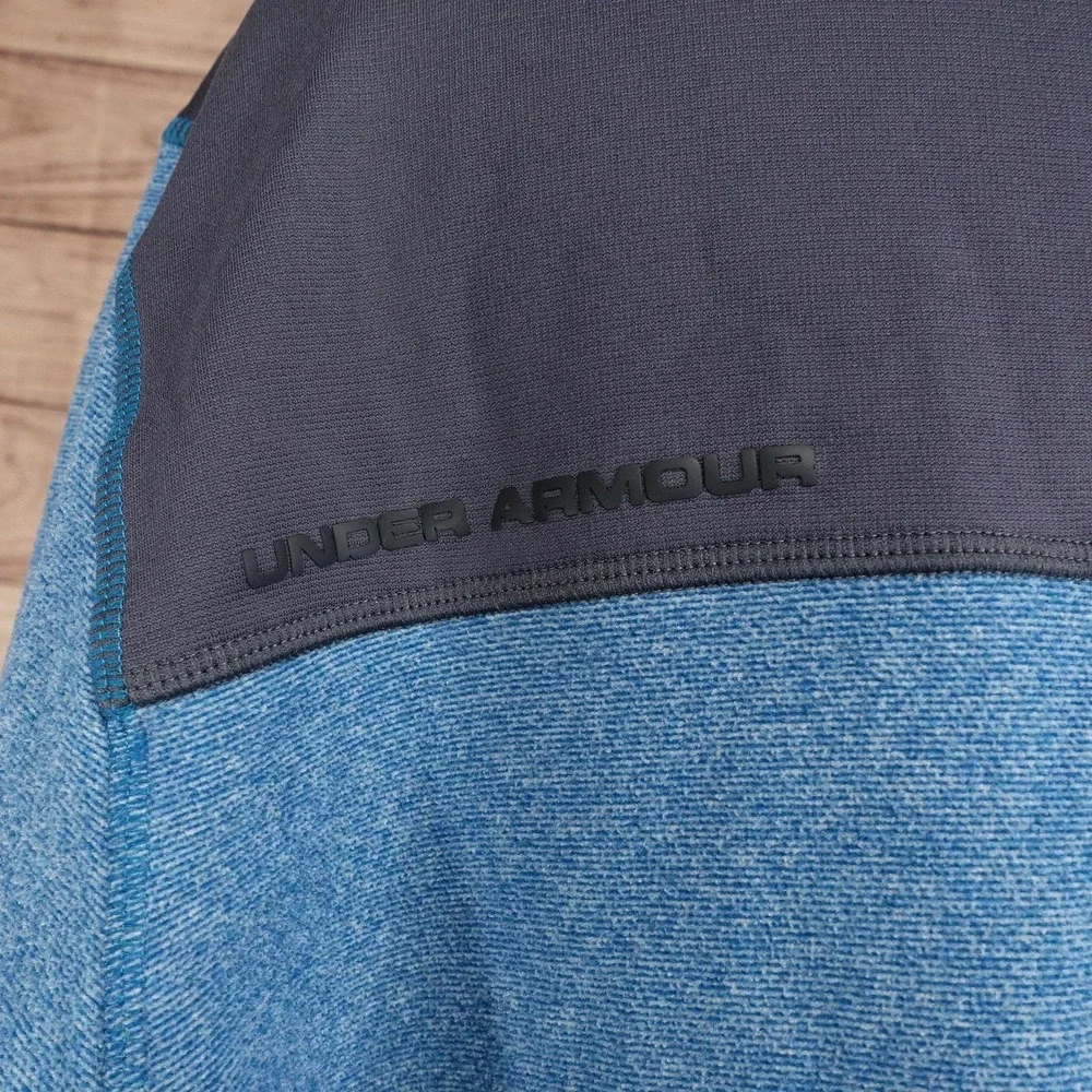 Under Armour Hoodie Mens 2XL Blue Pullover Fleece Logo Kangaroo Pocket Hooded